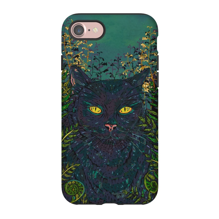 iPhone 7 StrongFit Black Cat in Ferns by Lotti Brown