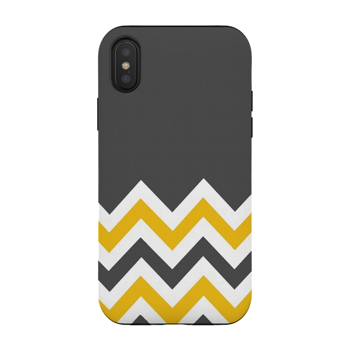 iPhone Xs / X StrongFit Color Blocked Chevron Mustard Gray by Josie Steinfort 