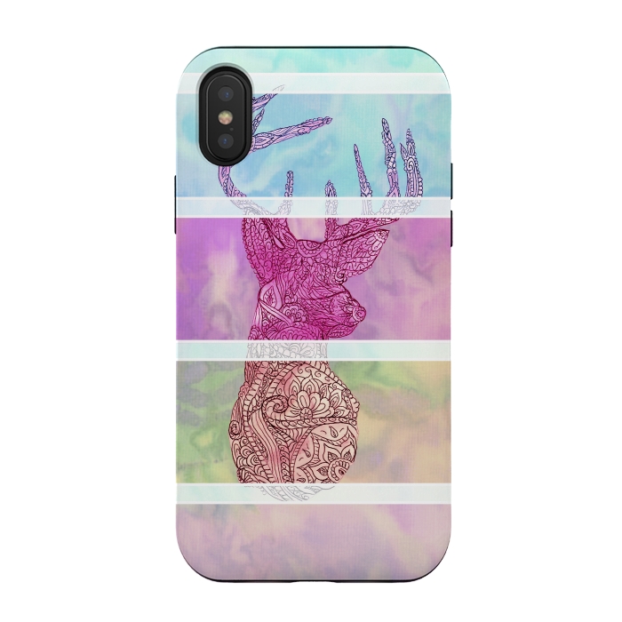 iPhone Xs / X StrongFit Deer Vintage Stripes Paisley Photo by Girly Trend