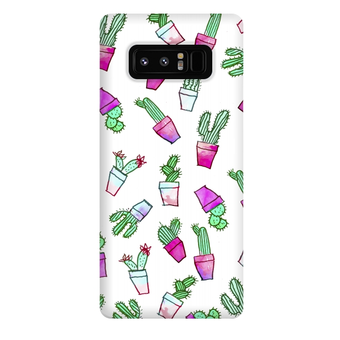 Galaxy Note 8 StrongFit Whimsical Hand Drawn cactus pattern  by Girly Trend