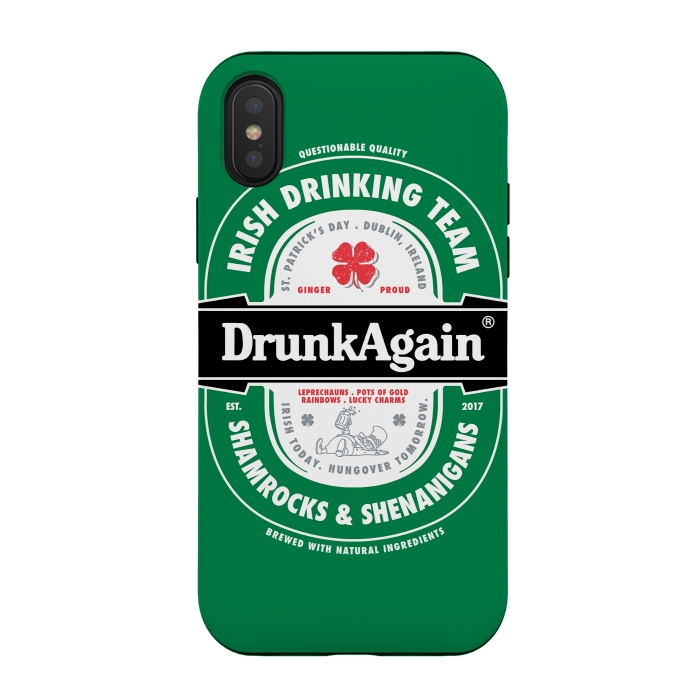 iPhone Xs / X StrongFit DrunkAgain Beer Label by Vó Maria