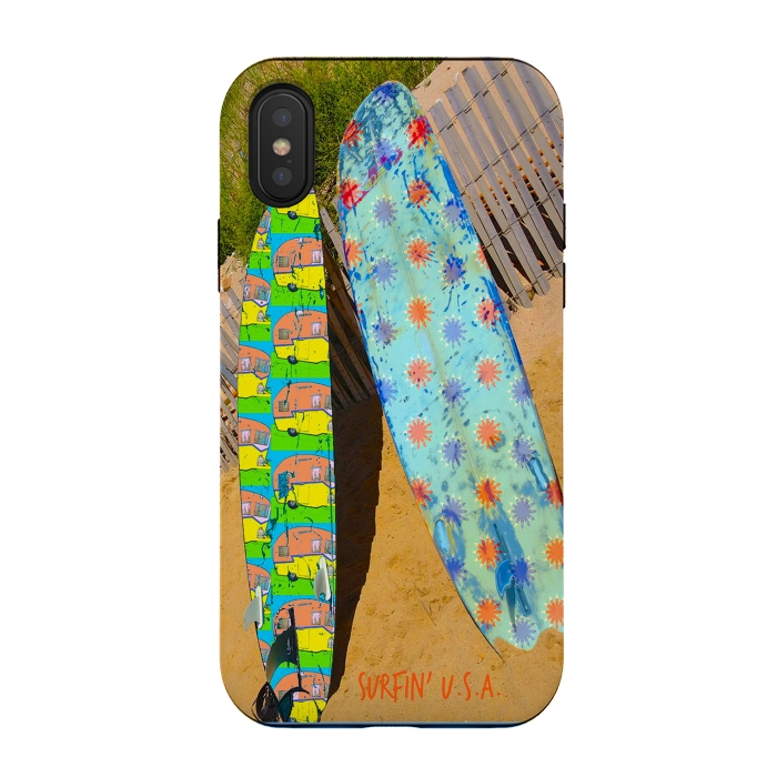 iPhone Xs / X StrongFit Surfin USA by Bettie * Blue