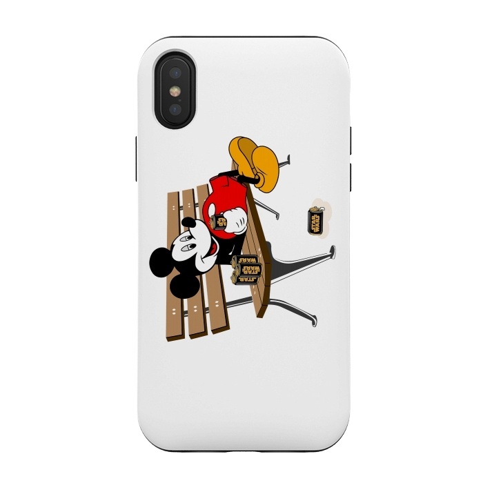 iPhone Xs / X StrongFit Mickey Mouse Drinking Star Wars Beer by Alisterny