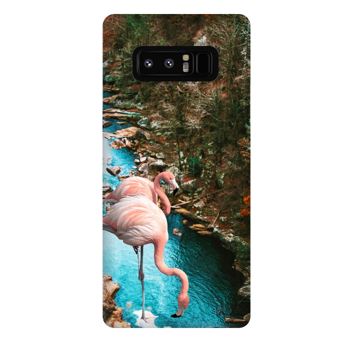 Galaxy Note 8 StrongFit Flamingo Forest by Uma Prabhakar Gokhale