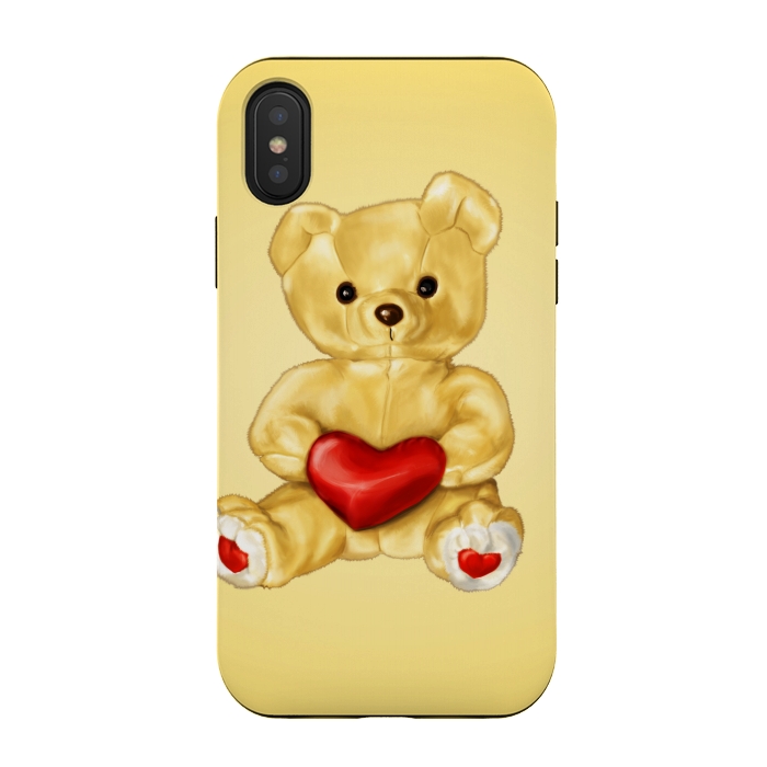 iPhone Xs / X StrongFit Cute Teddy Bear Hypnotist With Heart by Boriana Giormova