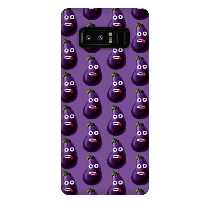 Galaxy Note 8 StrongFit Purple Funny Cartoon Eggplant Pattern by Boriana Giormova