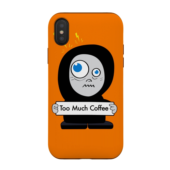 iPhone Xs / X StrongFit Funny Cartoon Character Too Much Coffee by Boriana Giormova