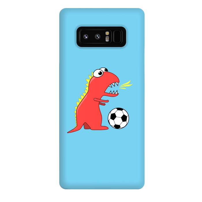 Galaxy Note 8 StrongFit Funny Cartoon Dinosaur Soccer Player by Boriana Giormova