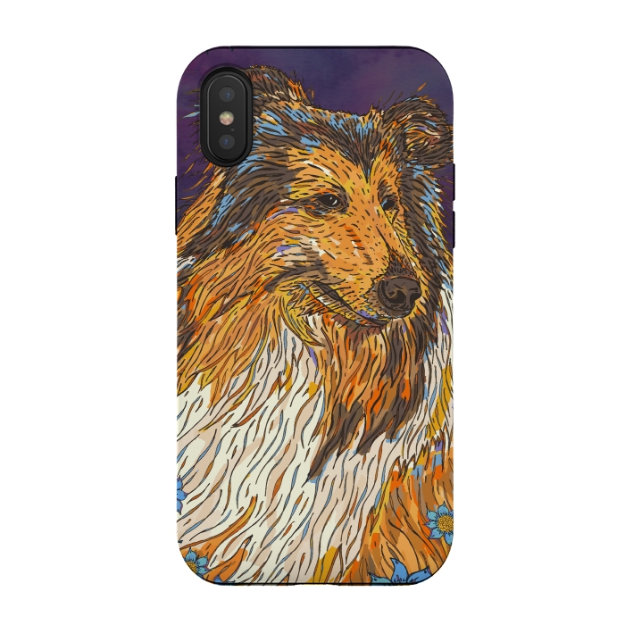 iPhone Xs / X StrongFit Rough Collie by Lotti Brown