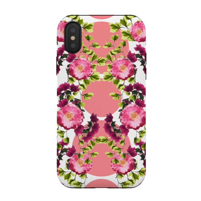 iPhone Xs / X StrongFit Symmetrical Pink Floral Print by Zala Farah