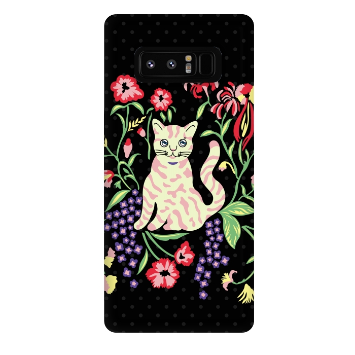Galaxy Note 8 StrongFit Cutie Cat with Flowers by Michael Cheung
