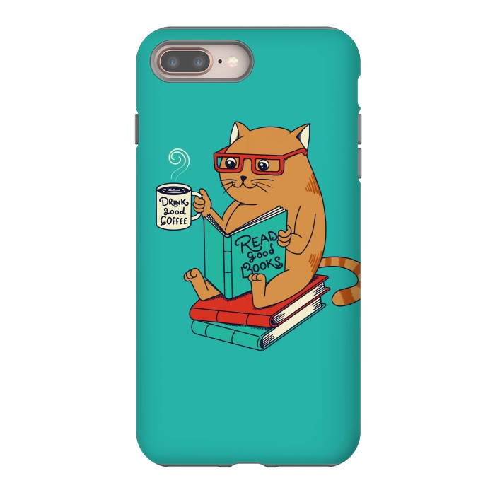 iPhone 7 plus StrongFit Cat coffee and books by Coffee Man