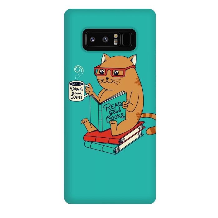 Galaxy Note 8 StrongFit Cat coffee and books by Coffee Man