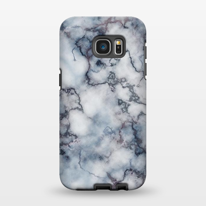 Galaxy S7 EDGE StrongFit Blue and Silver Veined Marble by CatJello