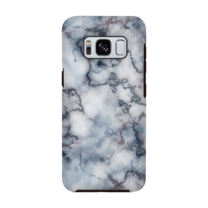 Galaxy S8 StrongFit Blue and Silver Veined Marble by CatJello