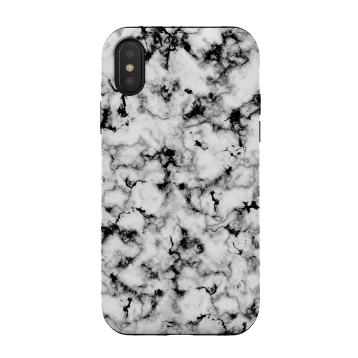 iPhone Xs / X StrongFit Black and White Marble by CatJello
