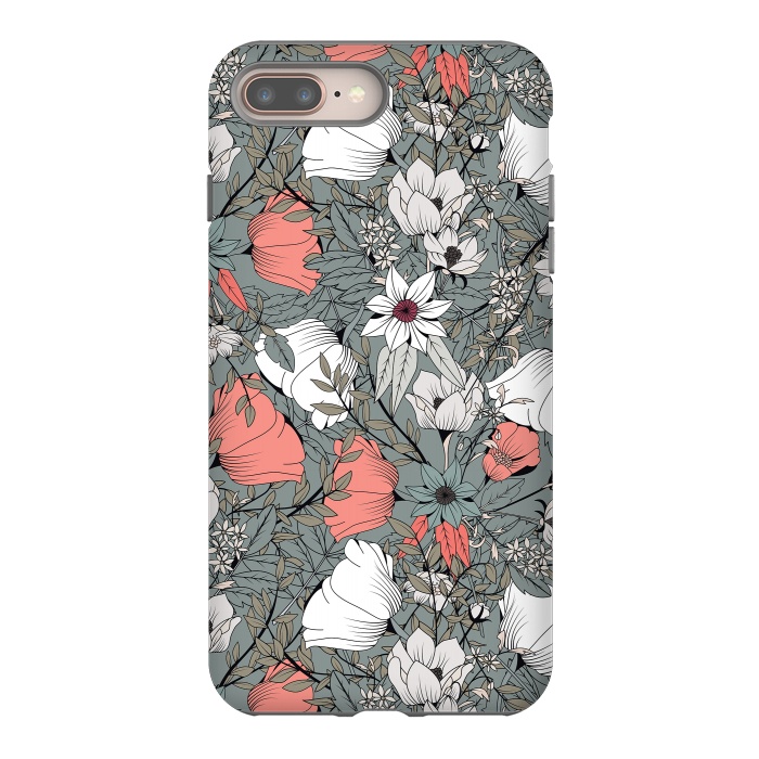 iPhone 7 plus StrongFit Botanical Pattern Gray by Jelena Obradovic
