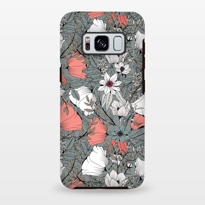 Galaxy S8 plus StrongFit Botanical Pattern Gray by Jelena Obradovic