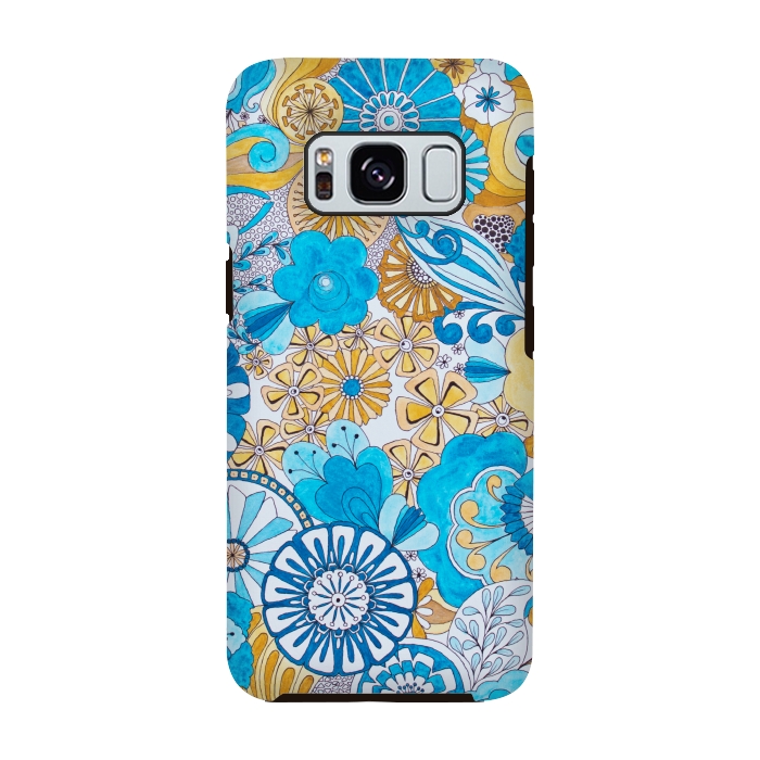 Galaxy S8 StrongFit Seventies Psychedelic Blooms by Paula Ohreen