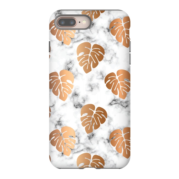 iPhone 7 plus StrongFit Golden Monstera on Marble Pattern 048 by Jelena Obradovic