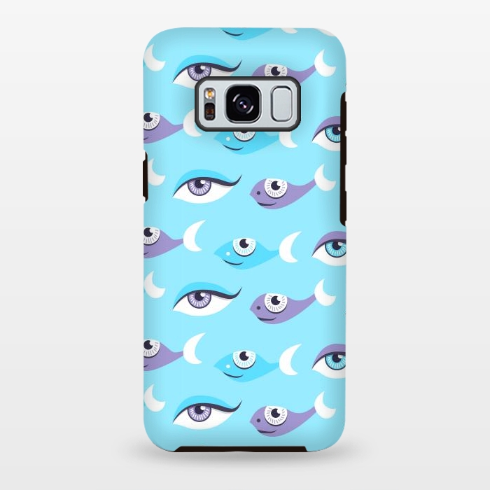 Galaxy S8 plus StrongFit Pattern of purple and blue eyes and fish in sea by Boriana Giormova