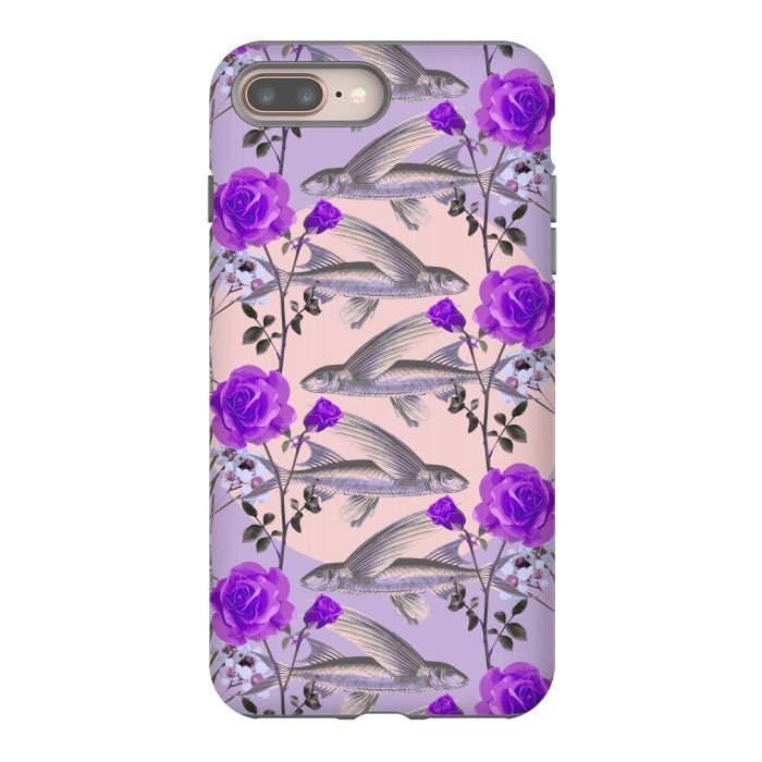 iPhone 7 plus StrongFit Floral Fishies (Purple) by Zala Farah
