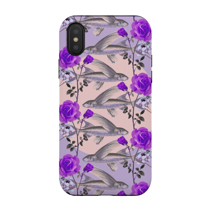 iPhone Xs / X StrongFit Floral Fishies (Purple) by Zala Farah