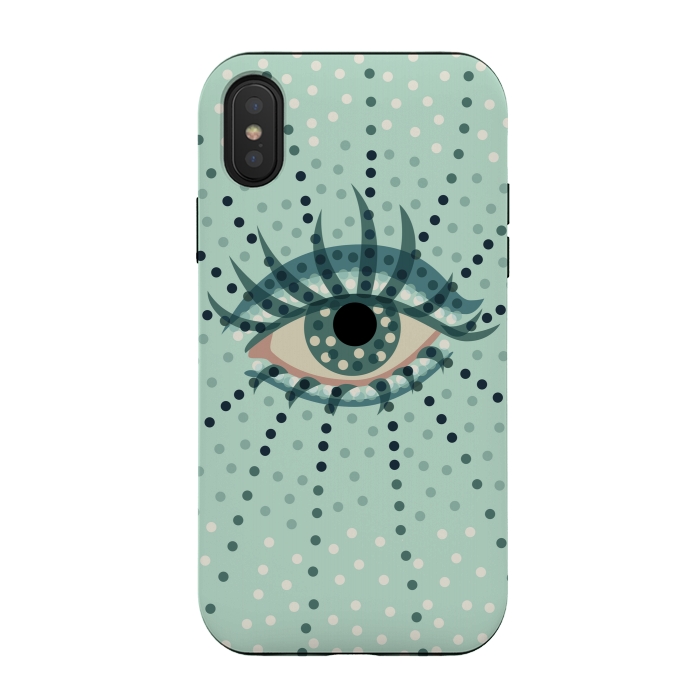 iPhone Xs / X StrongFit Beautiful Abstract Dotted Blue Eye by Boriana Giormova