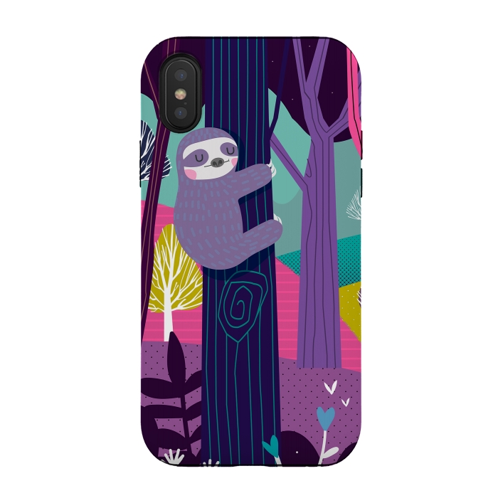 iPhone Xs / X StrongFit Sloth in the woods by Maria Jose Da Luz