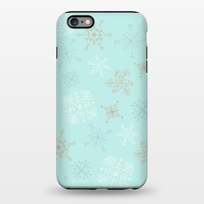 iPhone 6/6s plus StrongFit Wintery Gold Snowflakes on Blue by Paula Ohreen