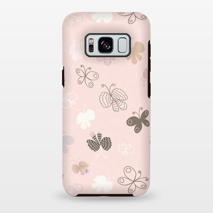 Galaxy S8 plus StrongFit Pretty Pink and Purple Butterflies on Light Pink by Paula Ohreen