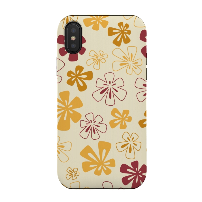iPhone Xs / X StrongFit Gold Funky Flowers by Paula Ohreen