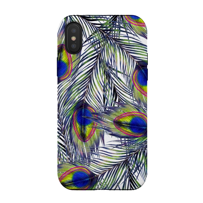 iPhone Xs / X StrongFit Peacock Feathers Pattern by ECMazur 