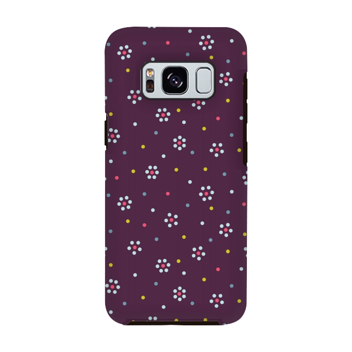 Galaxy S8 StrongFit Flowers Made Of Dots Pattern On Purple by Boriana Giormova