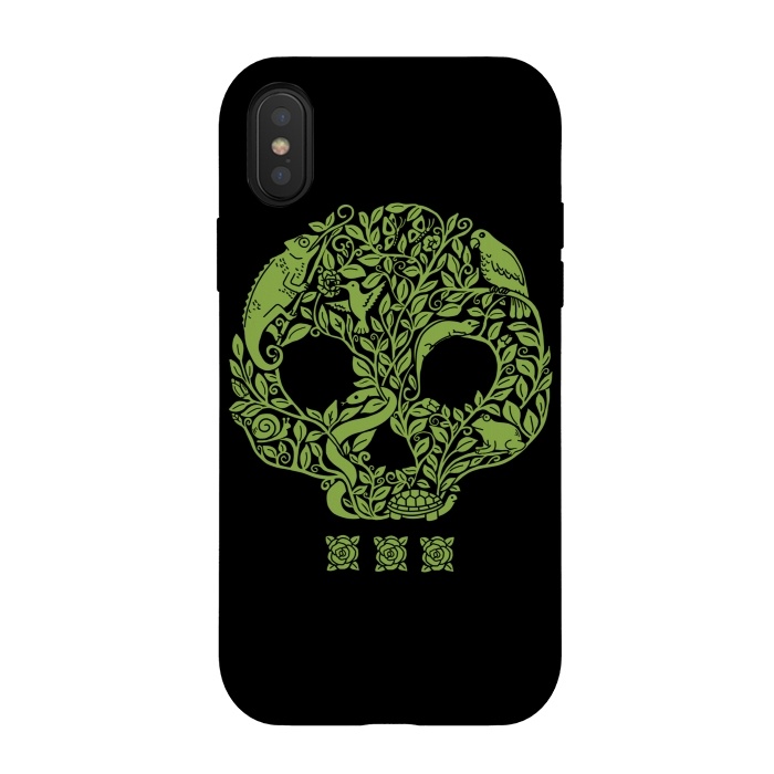 iPhone Xs / X StrongFit Green Skull by Coffee Man