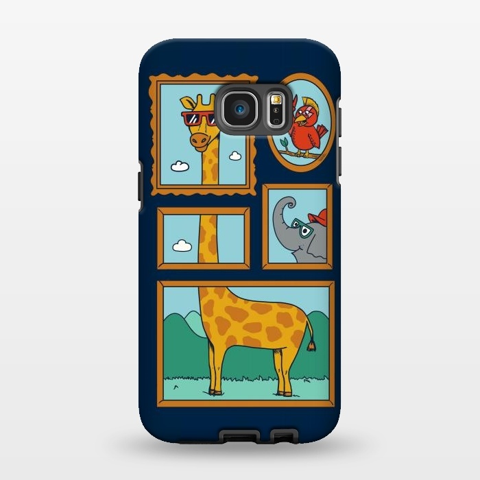 Galaxy S7 EDGE StrongFit Portrait of Animals Blue by Coffee Man