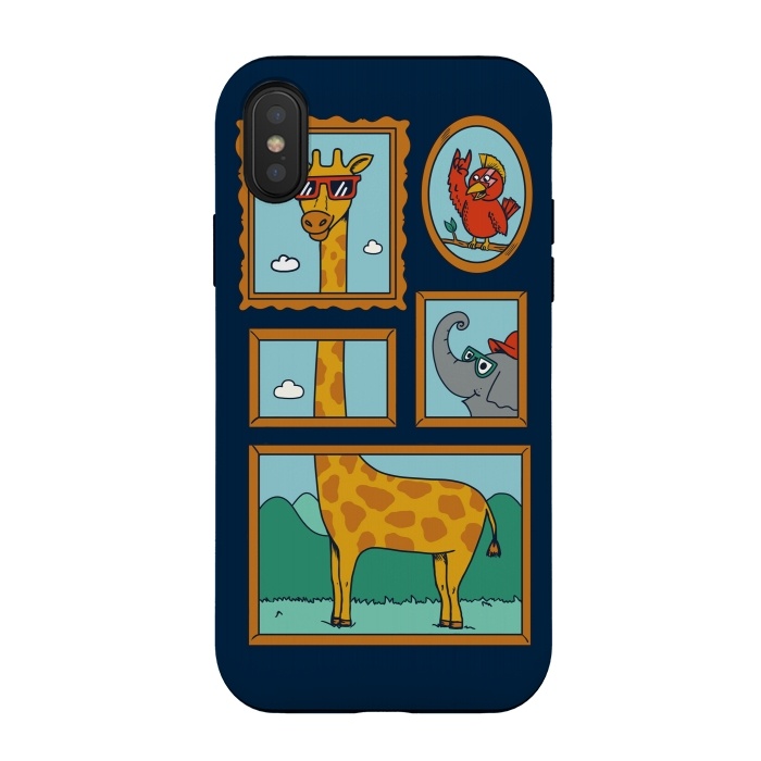 iPhone Xs / X StrongFit Portrait of Animals Blue by Coffee Man