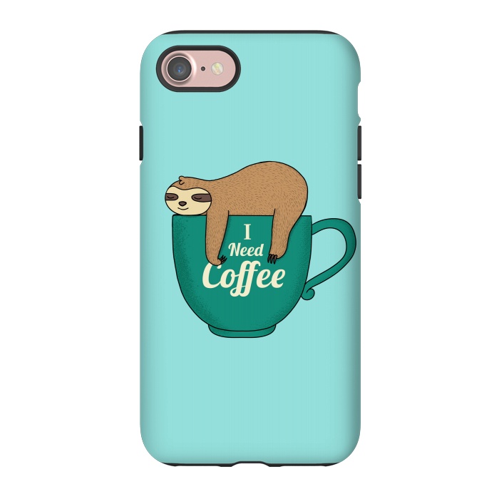 iPhone 7 StrongFit I need Coffee green by Coffee Man