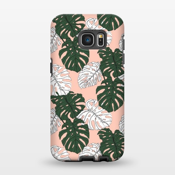 Galaxy S7 EDGE StrongFit Hand drawing monstera pastel color by Mmartabc