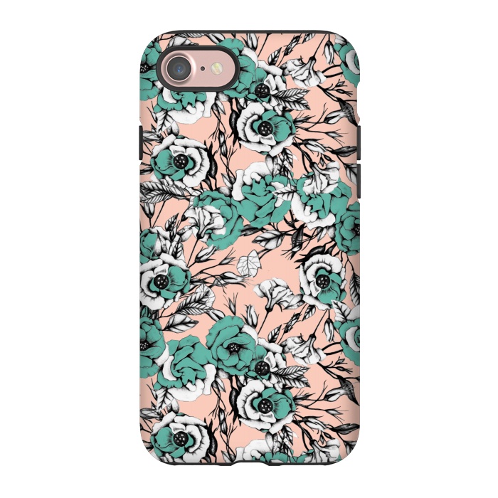 iPhone 7 StrongFit Blue and pink floral by Mmartabc