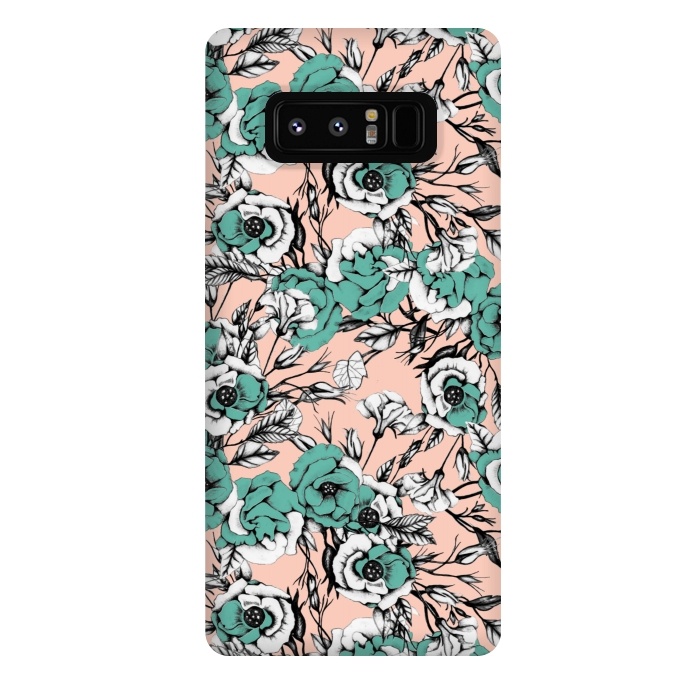 Galaxy Note 8 StrongFit Blue and pink floral by Mmartabc