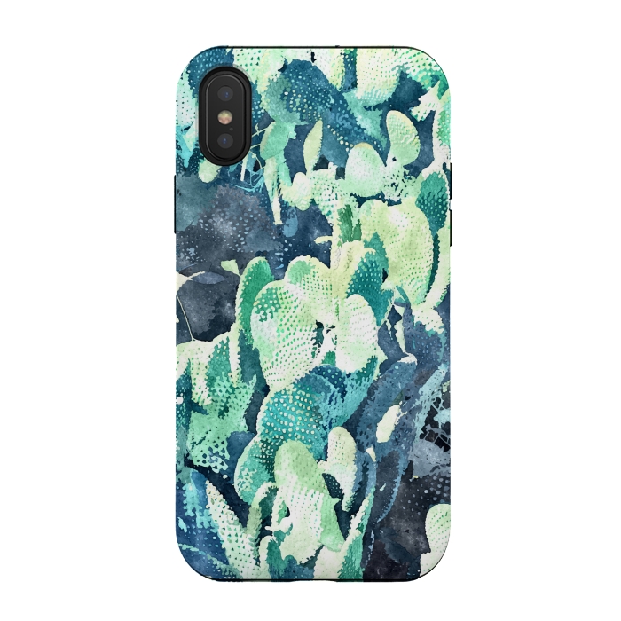 iPhone Xs / X StrongFit Watercolor Cactus v3 by Uma Prabhakar Gokhale