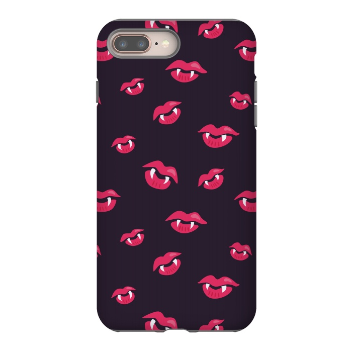 iPhone 7 plus StrongFit Pink Vampire Lips And Fangs Pattern by Boriana Giormova