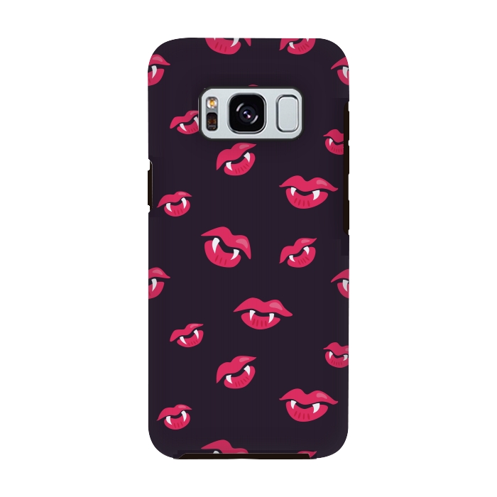 Galaxy S8 StrongFit Pink Vampire Lips And Fangs Pattern by Boriana Giormova