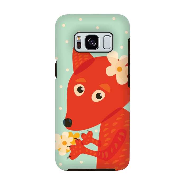 Galaxy S8 StrongFit Cute Fox With Flowers by Boriana Giormova