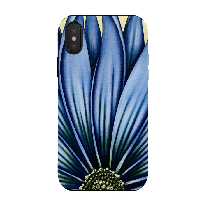 iPhone Xs / X StrongFit Blue Daisy by Denise Cassidy Wood