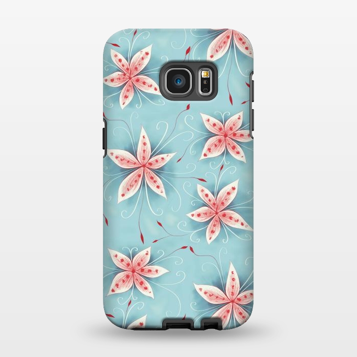 Galaxy S7 EDGE StrongFit Beautiful Abstract Flowers In Red And White by Boriana Giormova