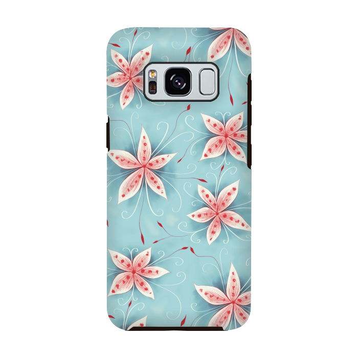Galaxy S8 StrongFit Beautiful Abstract Flowers In Red And White by Boriana Giormova