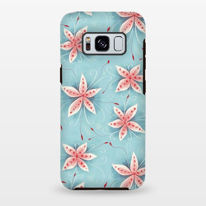 Galaxy S8 plus StrongFit Beautiful Abstract Flowers In Red And White by Boriana Giormova