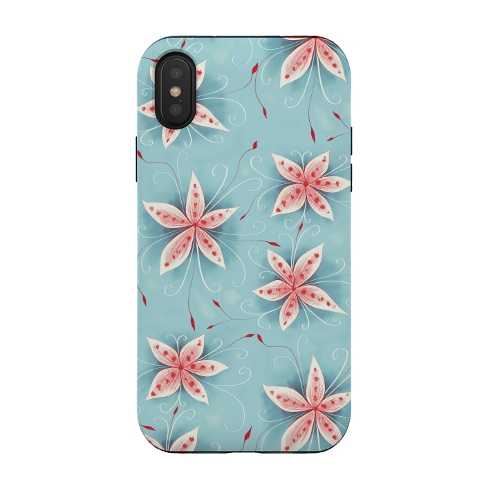 iPhone Xs / X StrongFit Beautiful Abstract Flowers In Red And White by Boriana Giormova